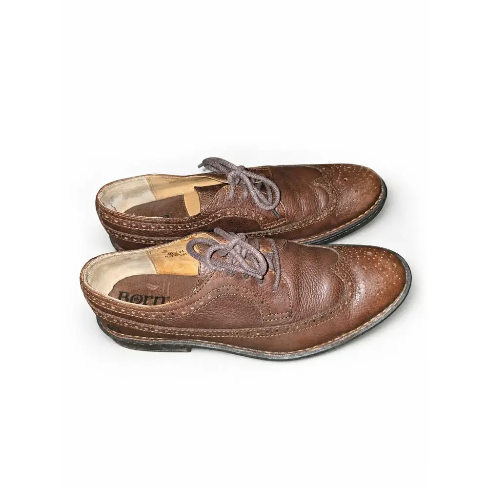 Born Men’s Size 10 Brown Leather Wingtip Brogue Oxford Shoes Lace Up